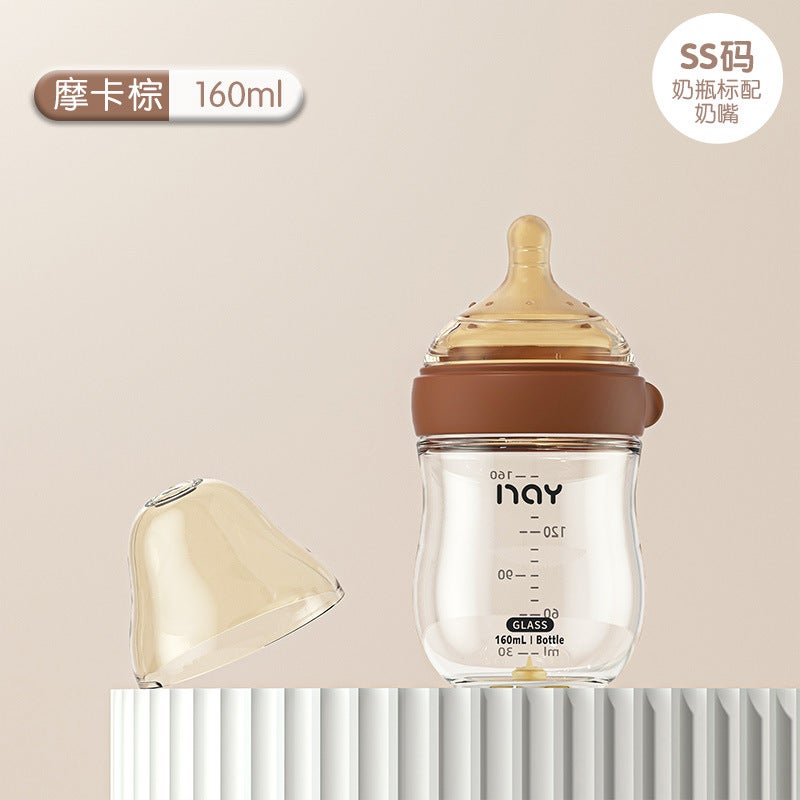 Nuoaiin Newborn Imitation Breast Milk Anti-Flatulence High Borosilicate Glass Bottle Newborn Baby 0-10 Months Bottle - Image 1
